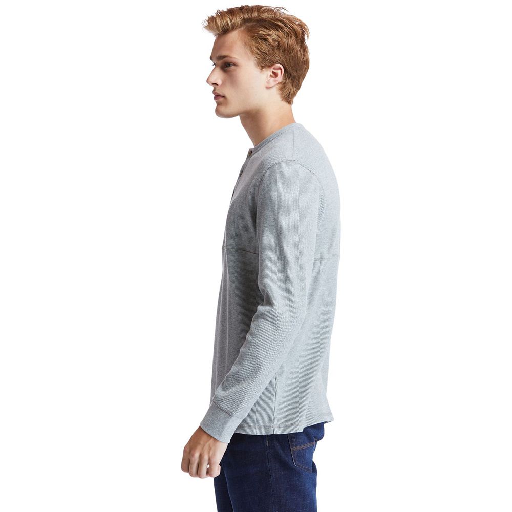 Timberland Πουκαμισα Ανδρικα Γκρι - Wharf River Waffle-Knit Henley - Greece 5031948-SF